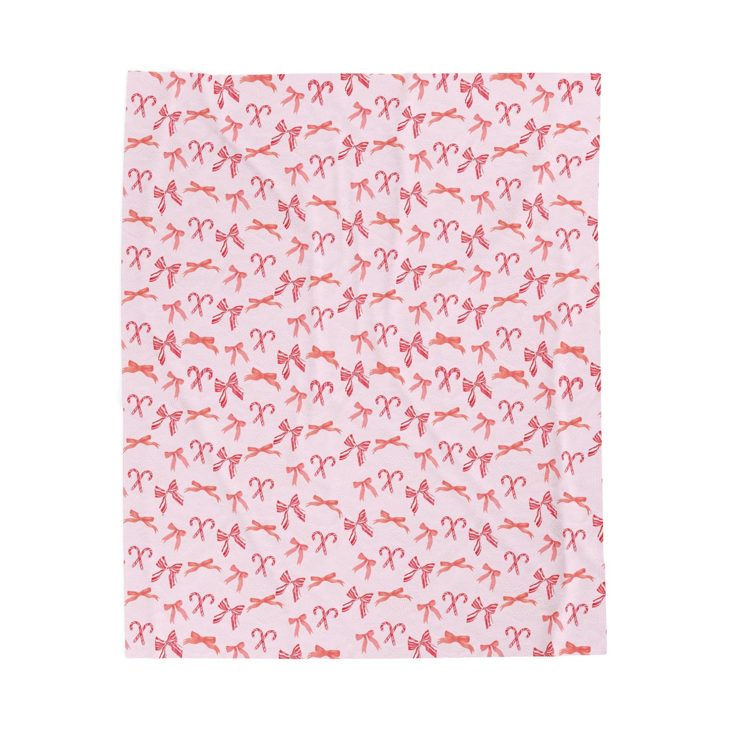 Preppy Bows & Candy Cane Velveteen Blanket