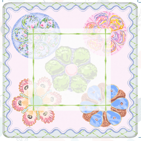 Watercolor Oyster Plates  Mahjong Mat