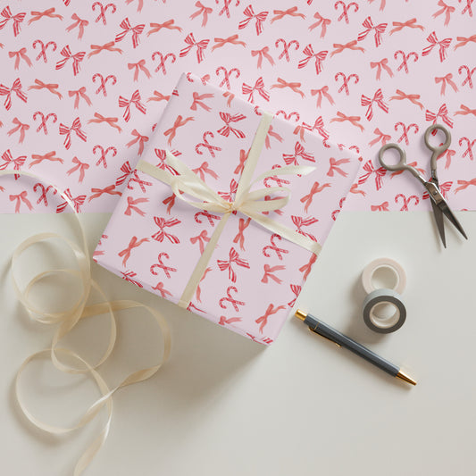 Christmas Bows & Candy Canes Gift Wrap